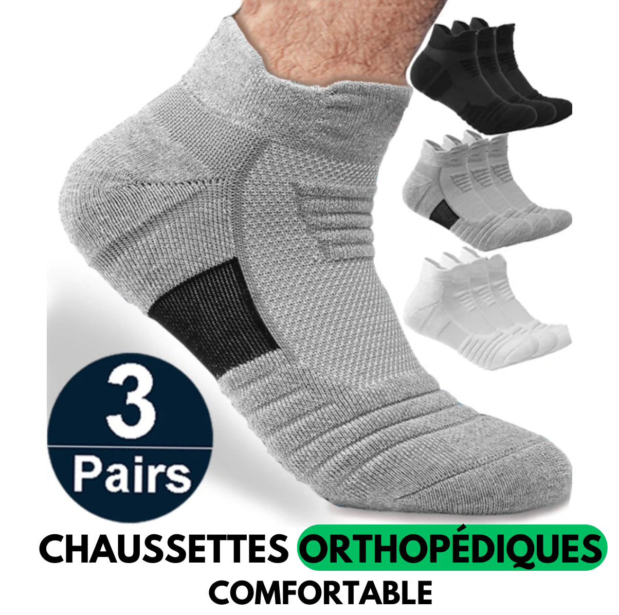 Chaussettes orthopédiques respirantes - 3 Pairs